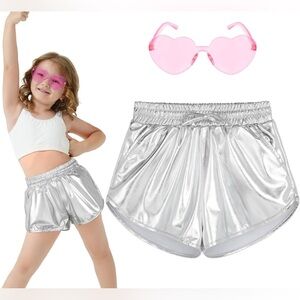 Metallic Shorts Shiny Pants Sparkly Dance Outfits with Sunglasses